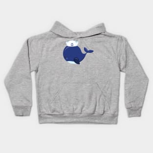 Sailor Whale, Little Whale, Cute Whale, Blue Whale Kids Hoodie